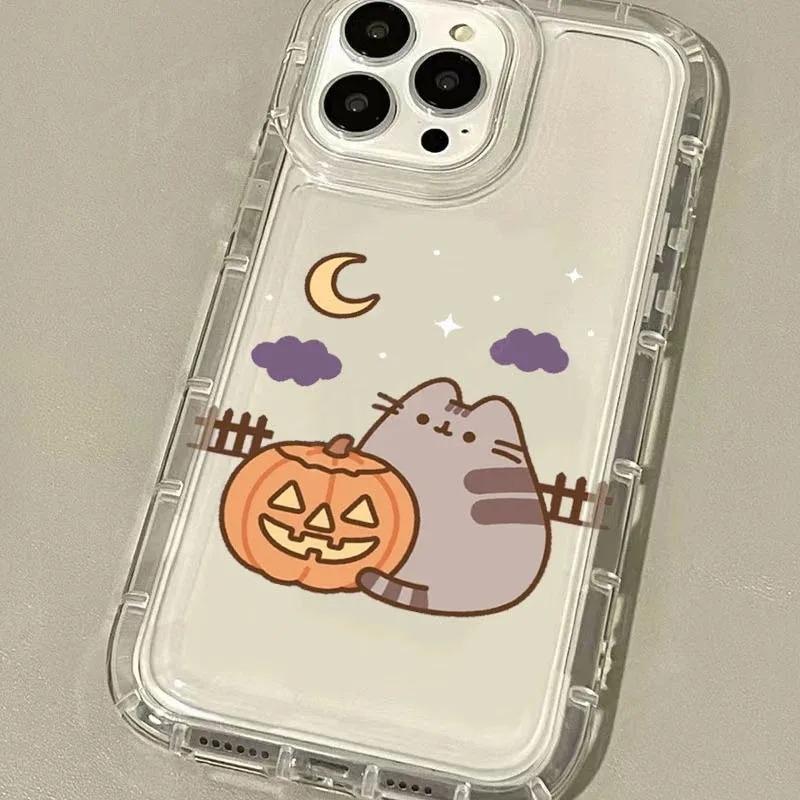Rainbow Pusheen Cat Clear Protective Case Casing For iPhone 16 15 14 13 12 11 Pro Max XS X XR 8 7 Plus SE 2020 Cellphone Smartphone Shockproof Transparent Soft Cover Accessories
