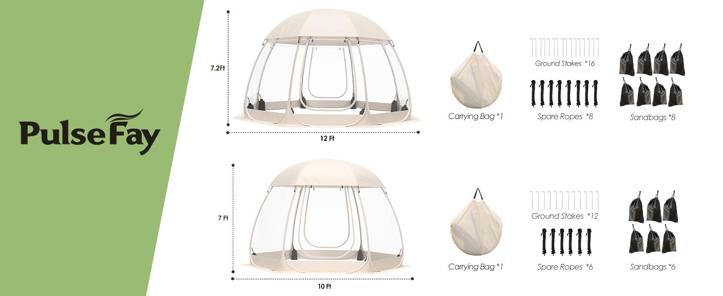8-14 Person Pop-up Bubble Tent with Waterproof Roof & Vent Windows – 10ft-12ft Camping Shelters, Outdoor Garden Dome Igloo with 0.15mm Clear PVC, 540 °   Transparent Screen Room for Patio, Backyard