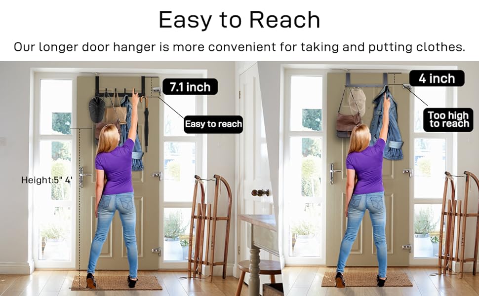 Over The Door Hooks, Door Hanger Hooks for Hanging, Over The Doors Towel Racks for Bathroom with 12 Coat Hook, Coat Rack Dorm Essentials Bathroom Accessories(1 Pack, Black)