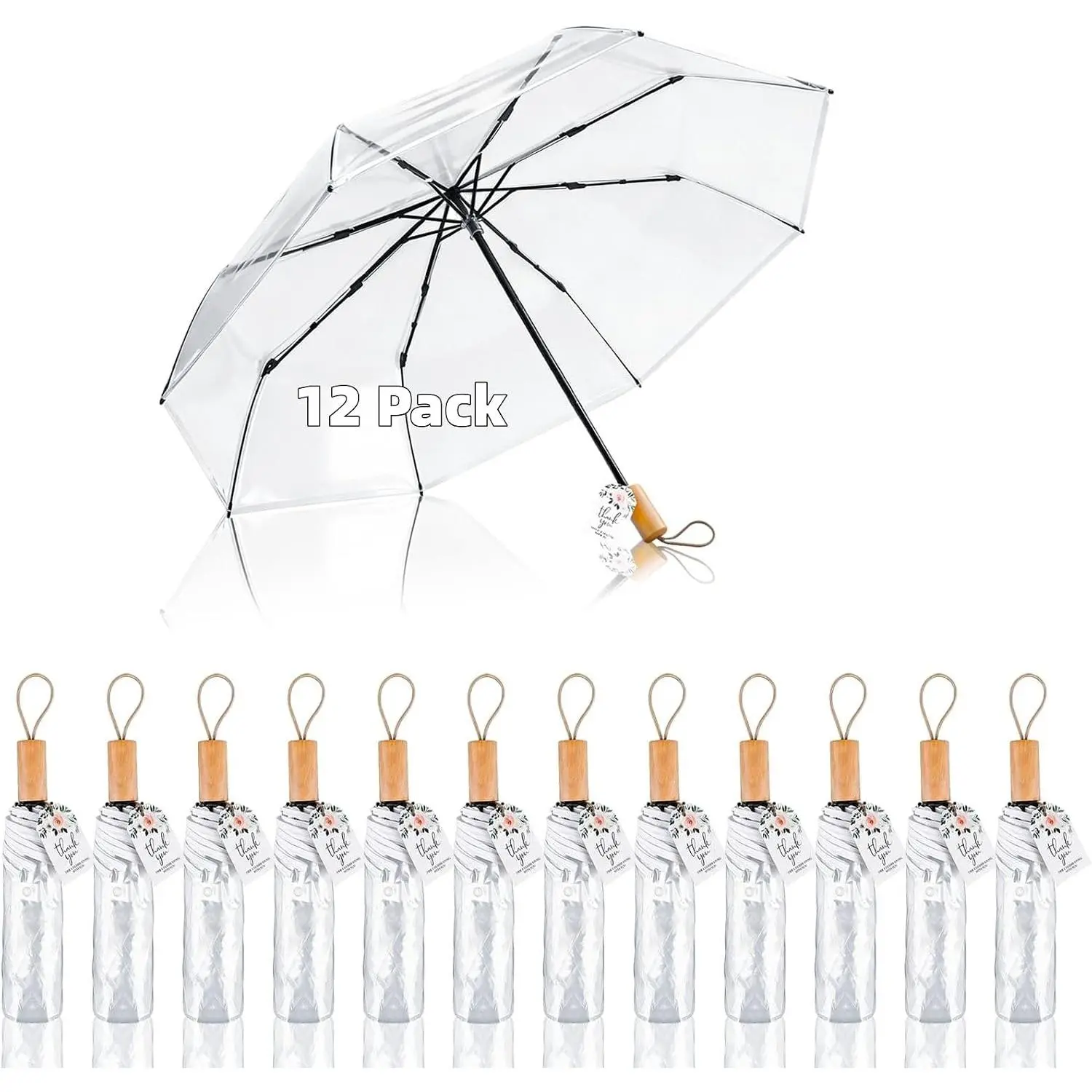 Clear Wedding Umbrella Bulk Transparent Portable Folding Travel Umbrella