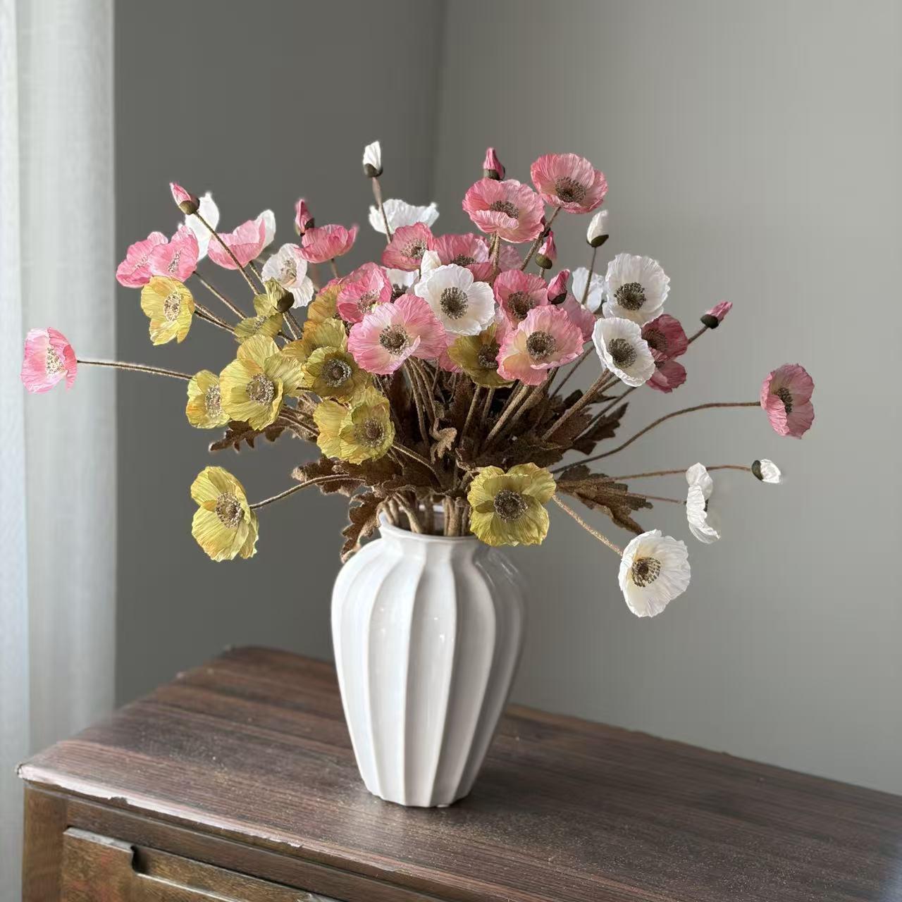 High-Quality Autumn Color Poppies Simulation Flowers, Soft Decoration Pairing, Factory Direct Quality, Perfect for Home Decor