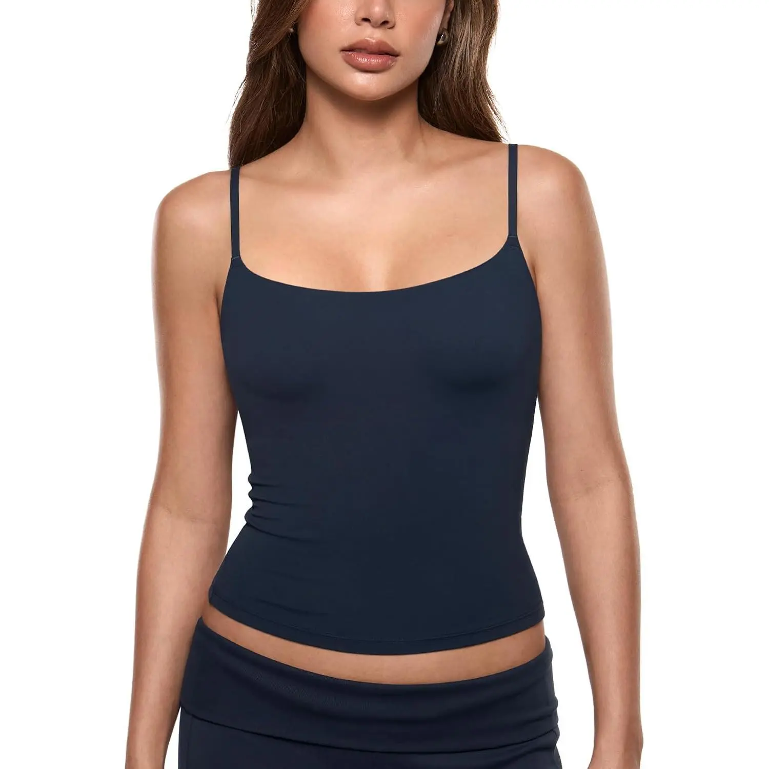 INLYRIC Women's Padded Scoop Camisole | Double Layer, Built in Bra, Adjustable Spaghetti Straps, Basic, Going Out, Summer,Tank Top