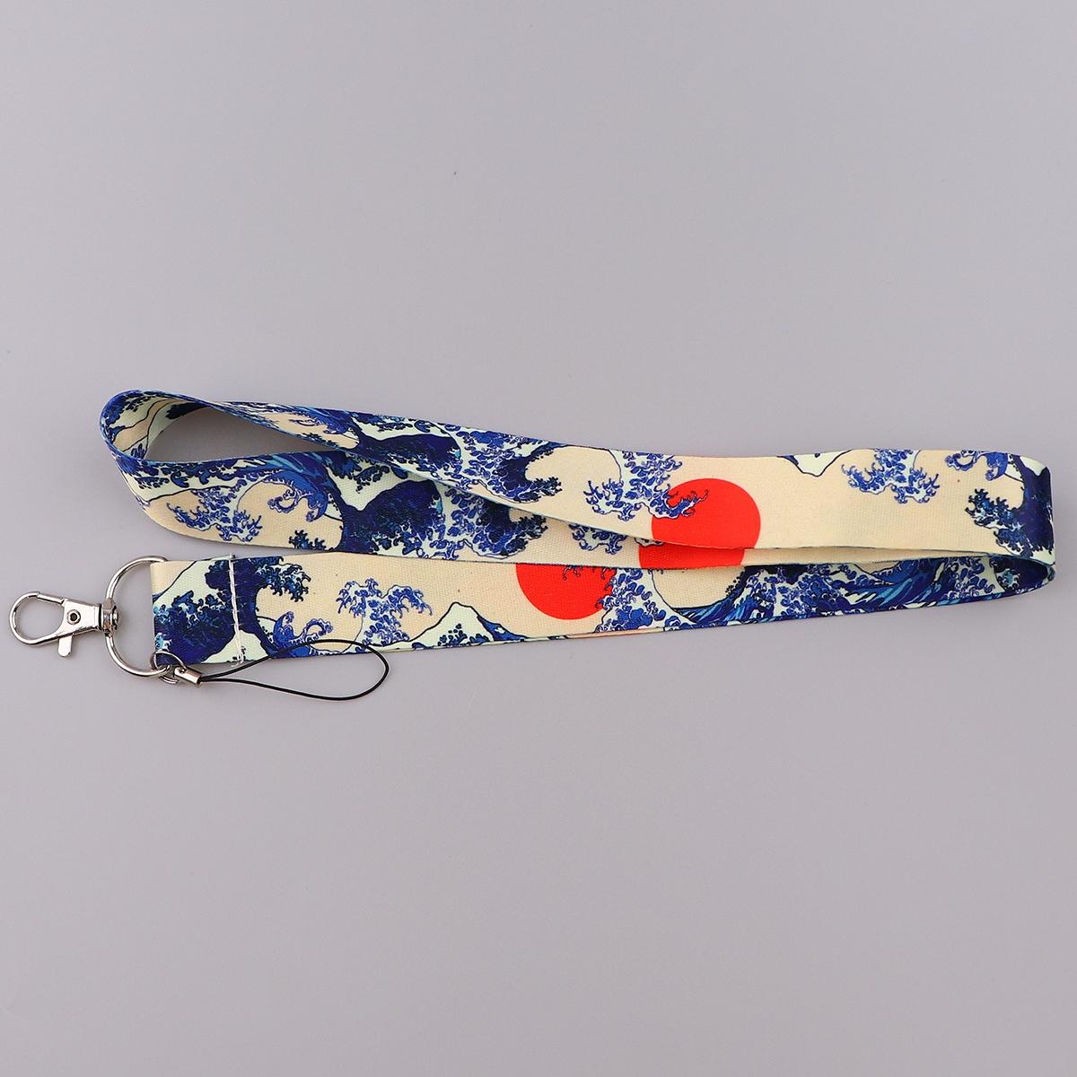 Kanagawa Waves Neck Strap Lanyards Keychain Badge Holder Phone Charm USB ID Credit Card Pass Hang Rope Lariat Lanyard for Keys Accessories Gifts Phone Accessory Phone Sling