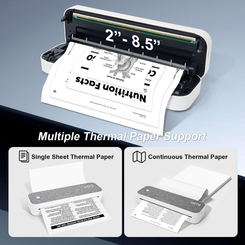 Wireless Thermal Portable Handheld Printer for Smartphones & Computers, Inkless Printing on 8.5'' X 11'' & A4 Paper, Ideal for Office Use