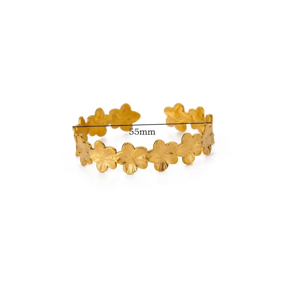Gold stainless steel flower bracelet