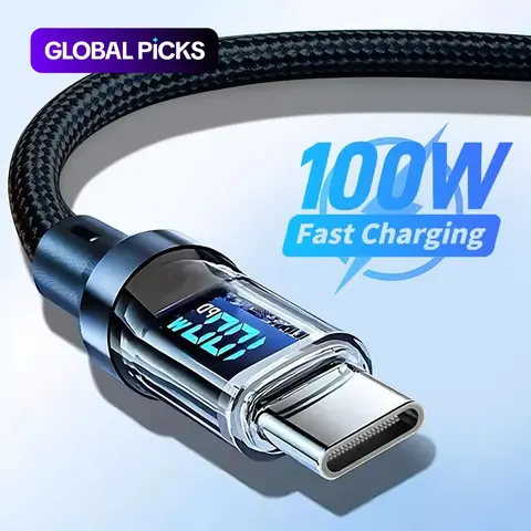 【Black Friday】USB-C to USB-C Cable with LED Digital Power Display, Wear-Resistant Nylon Braided Durable Data Cable, Compatible with iPhone 15 & Android #GLOBAL PICKS