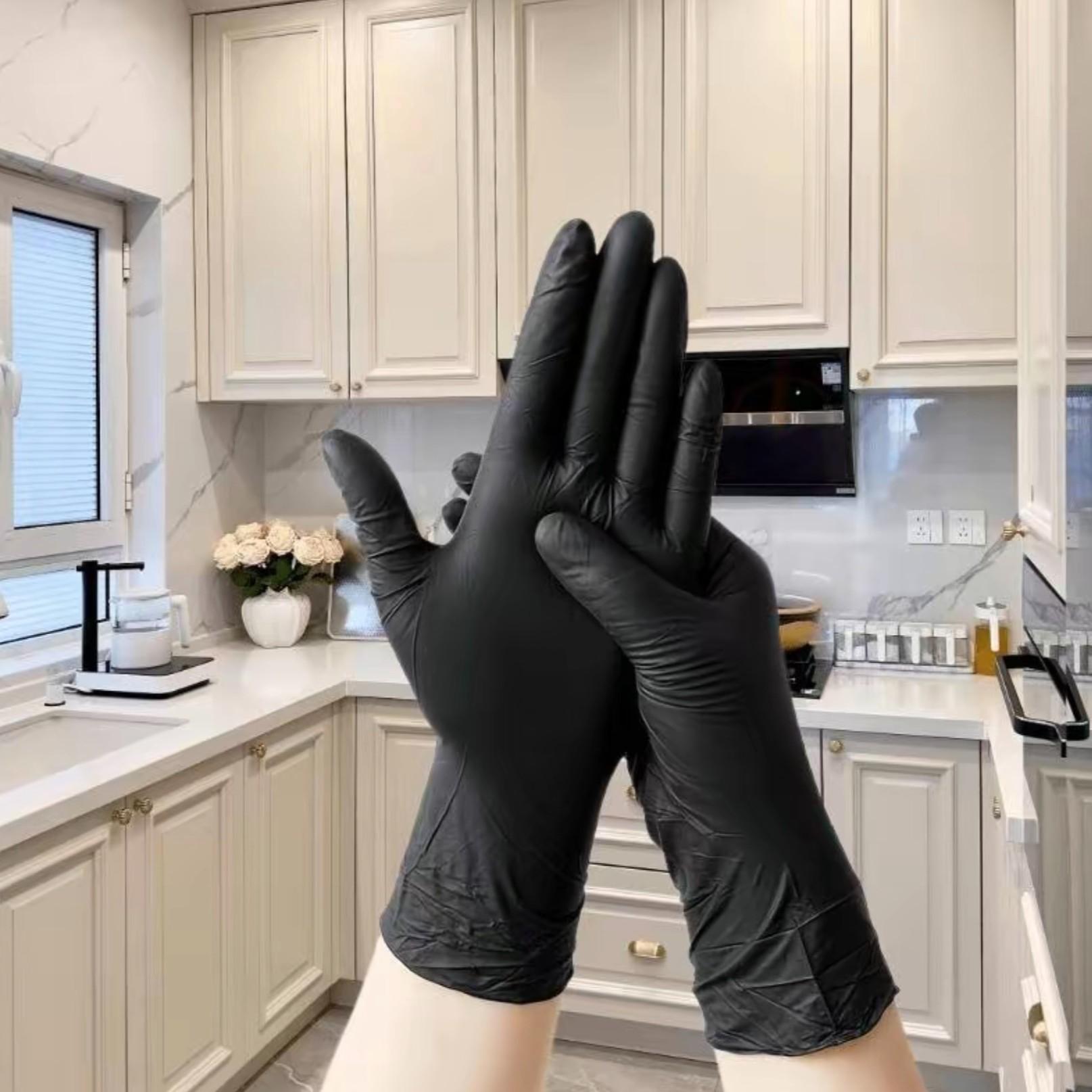 10/20/30/50/100 pairs of black polyvinyl chloride disposable gloves, non-latex material, suitable for household cleaning, kitchen use and other occasions, bathroom cleaning, kitchen cleaning gloves, for washing dishes, household kitchen cleaning gloves