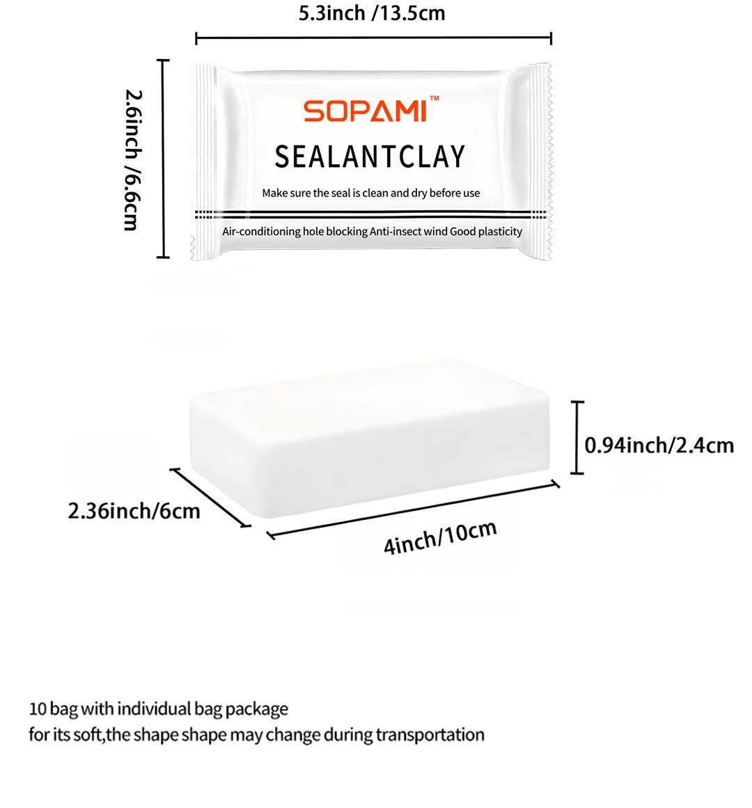 SOPAMI Sealant Clay 20pcs Patented Sticky Pipe Sealant Mud for Air Conditioning Hole Blocking Anti Insect Windproof Quick Dry Adhesive