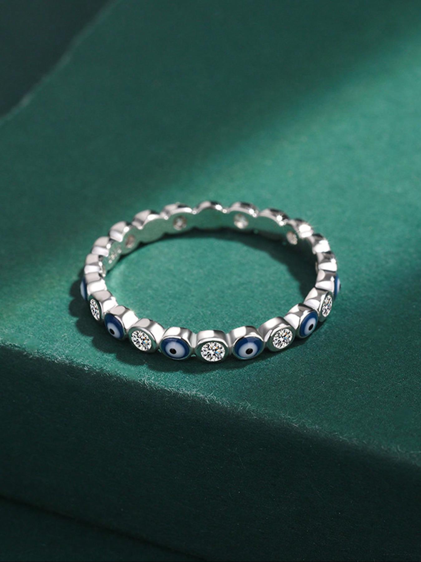 925 Sterling Silver Fashion Eye Design Ring, Fashion Jewelry for Party, Daily Clothing Decor, Trendy All-match & Exquisite Engagement Ring for Birthday Gift