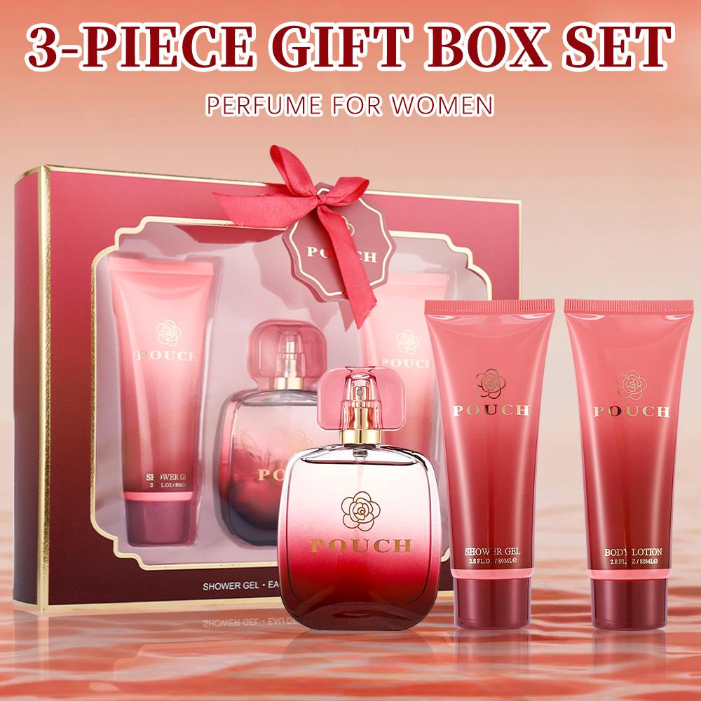 Bath and Body Gift Set for Women & Girls 1.7fl.oz Eau de Parfum Spray 2.8fl.oz Shower Gel 2.8fl.oz Body Lotion Women's Fragrance Sets POUCH Gift for Women Body Care Travel Set for Birthday Christmas New Year Gifts