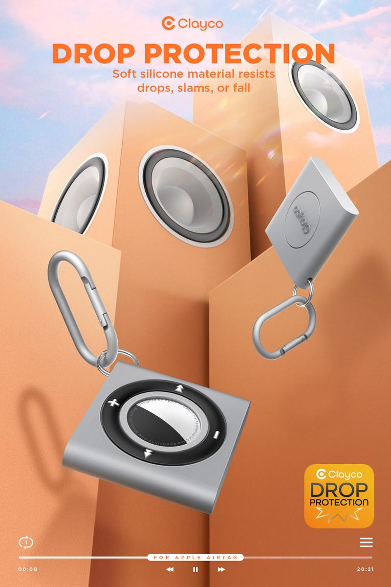 SUPCASE for Apple AirTag Case with Keychain Carabiner, Anti-Scratch Shockproof Soft Silicone Protective AirTag Holder Accessories for Dog Cat Collar, Keys, Luggage, Backpacks