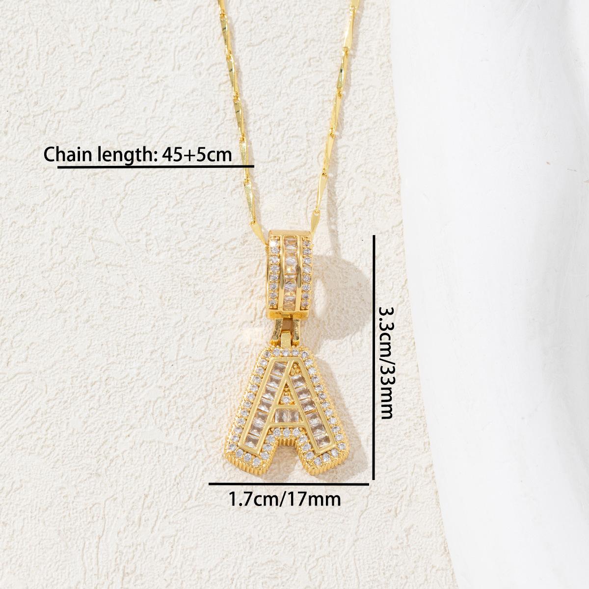 Trending Diamond pendant necklace, 26-letter copper inlaid with zirconium, real gold plated, round flower jewelry set for women