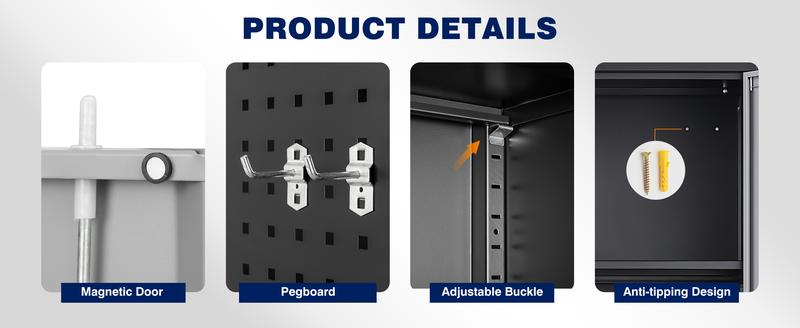 Letaya Metal Garage Storage Cabinet with Locking Doors and Adjustable Shelves, Tool Storage Cabinet with 1 Drawer - 41" Steel Locking Cabinet for Garage,Warehouse