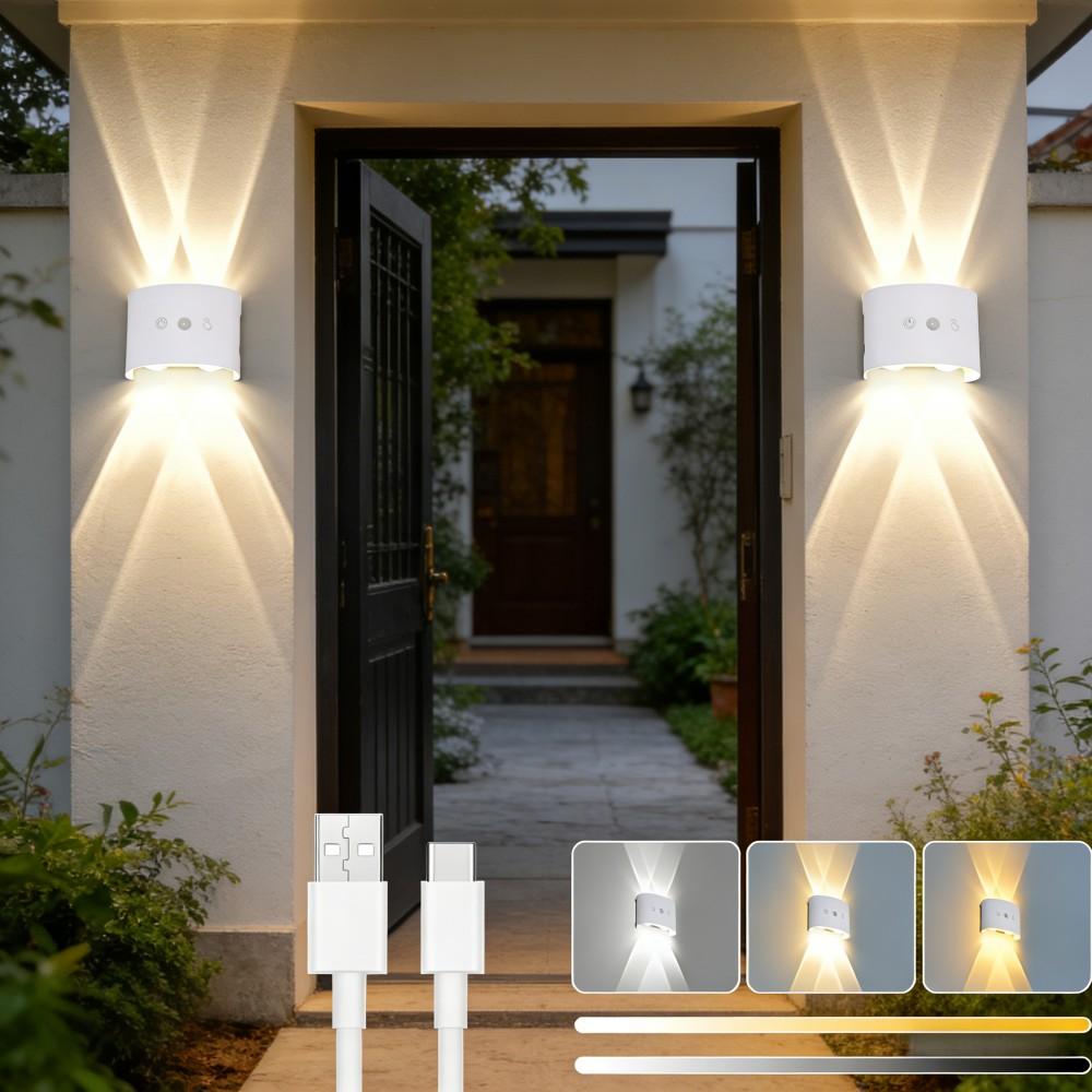 1/4pcs LED Motion Sensor Step Light, Touch Control, 3Colors Rechargeable LED Stair Light, Wall Lamp, Cordless LED Wall Night Lights for Steps, Bedroom, Hallway