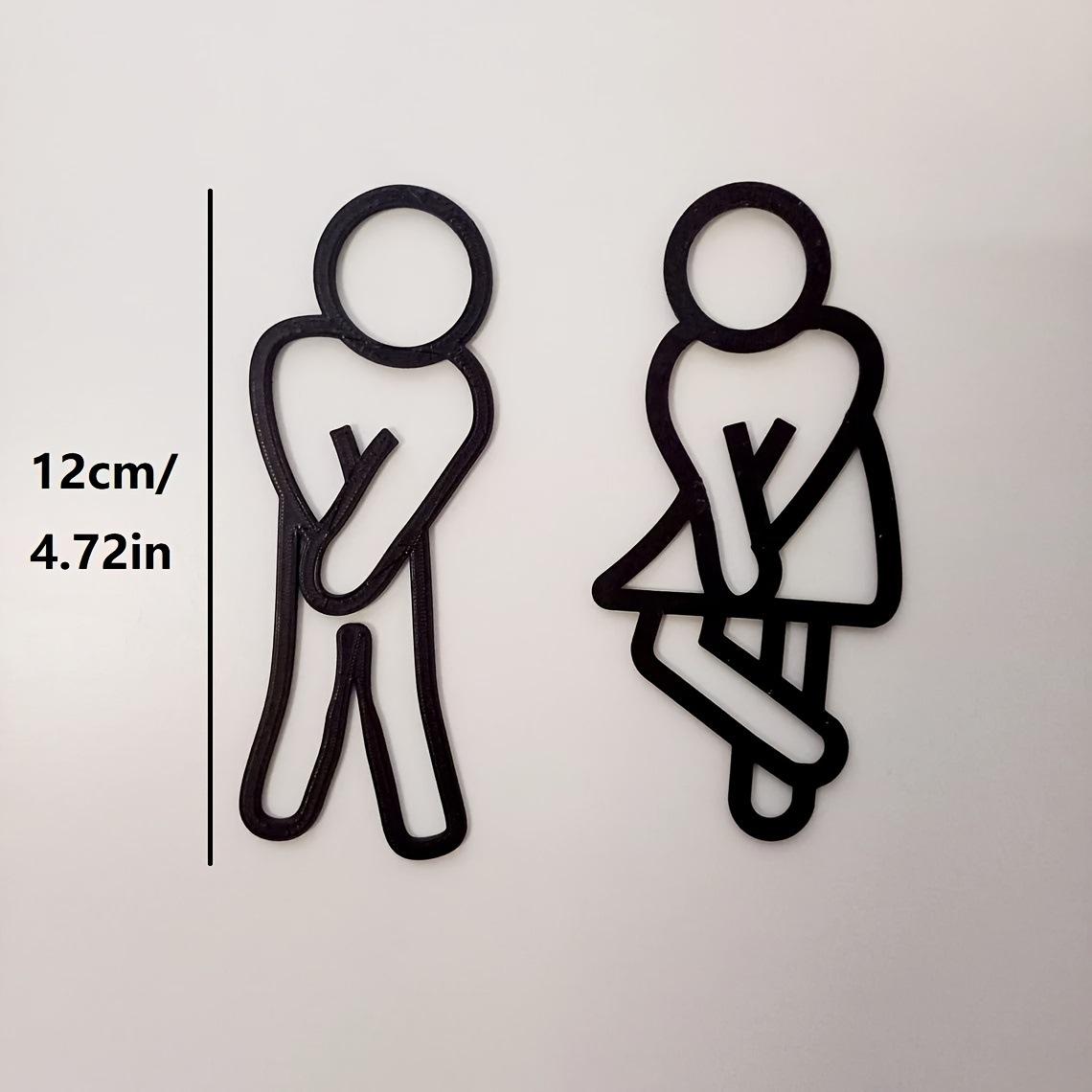 Interesting bathroom signs, minimalist style male and female restroom door decorations, hollow acrylic toilet wall stickers, fun gender indicators suitable for home, restaurants, shops, and public restrooms