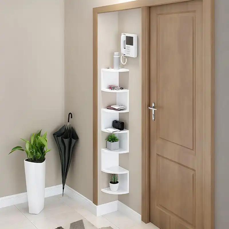 Home corner storage rack, wall triangular hanging storage shelf, corner divider, multi-level bookshelf for walls in kitchen, multi-layer wall-mounted storage, Wall Mounted Organizer