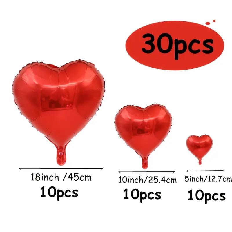 30 Heart-Shaped Foil Balloons, Balloon Garland, Multifunctional Love Background for Wedding Birthday Baptism Mother's Day Valentine's Party Decorations