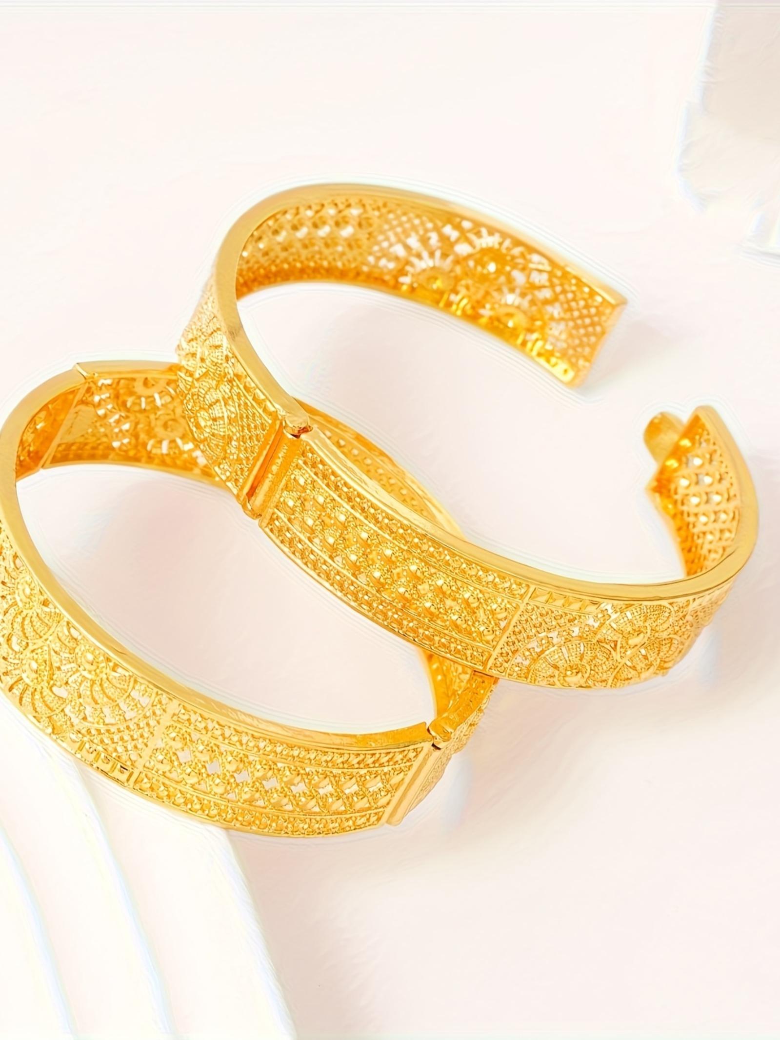 2pcs Elegant Vintage Copper Cuff Double Layered Bracelets for Women, Luxury Open Floral Design, Perfect for Daily Wear and Gifts, Batch 39dy