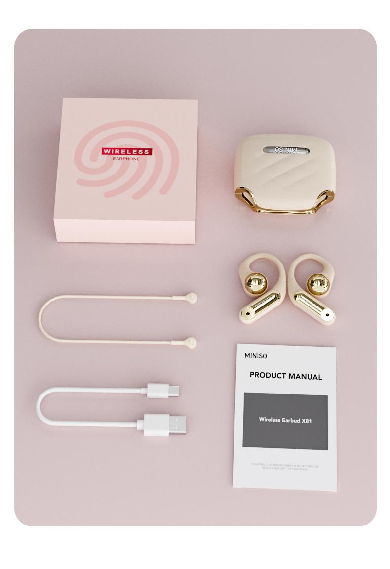 MINISO X81 Open Wireless Bluetooth Headset OWS Ear-hook Sports Earphone Noise Reduction Waterproof HIFI Sound Quality Bag Style Headphones With microphone