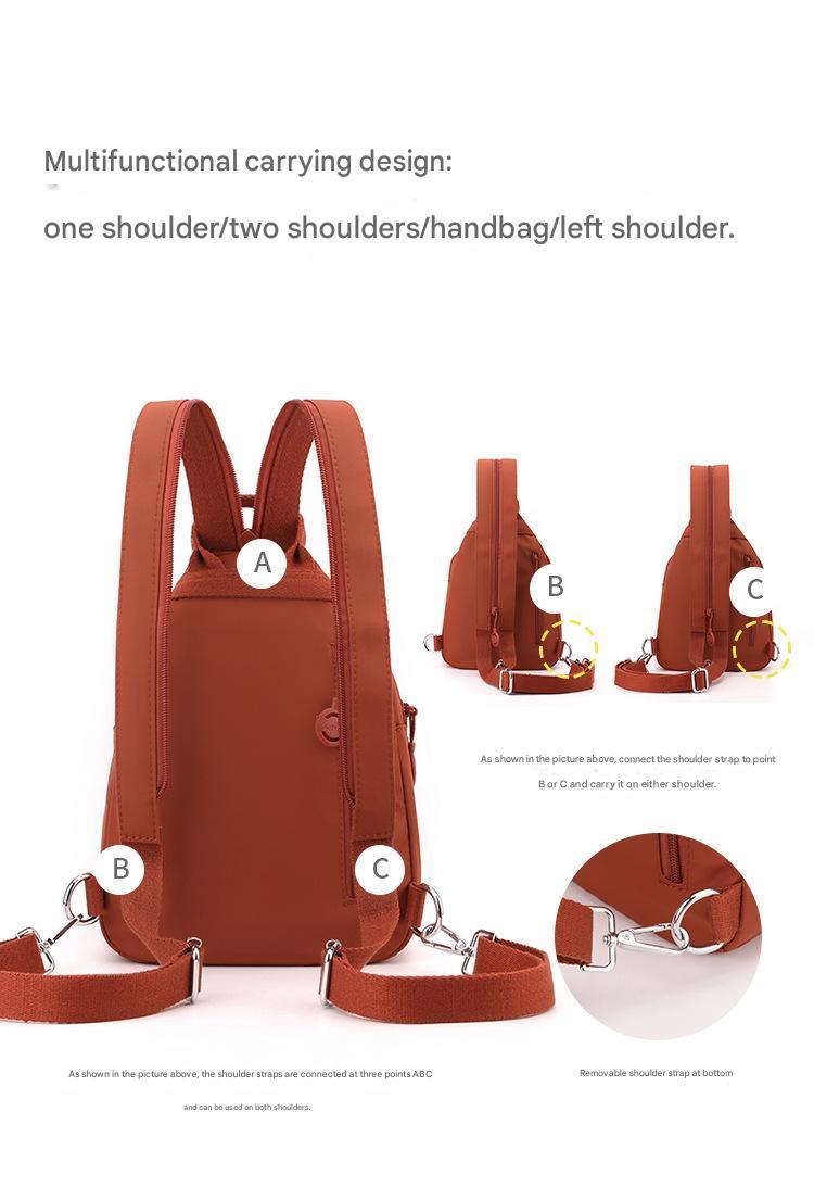 Velora Fashion Oxford Cloth Casual Backpack Messenger Bag Chest Bag with Side Pouch Adjustable Strap Zipper Pocket Inner Patch Pocket 30x21x14cm