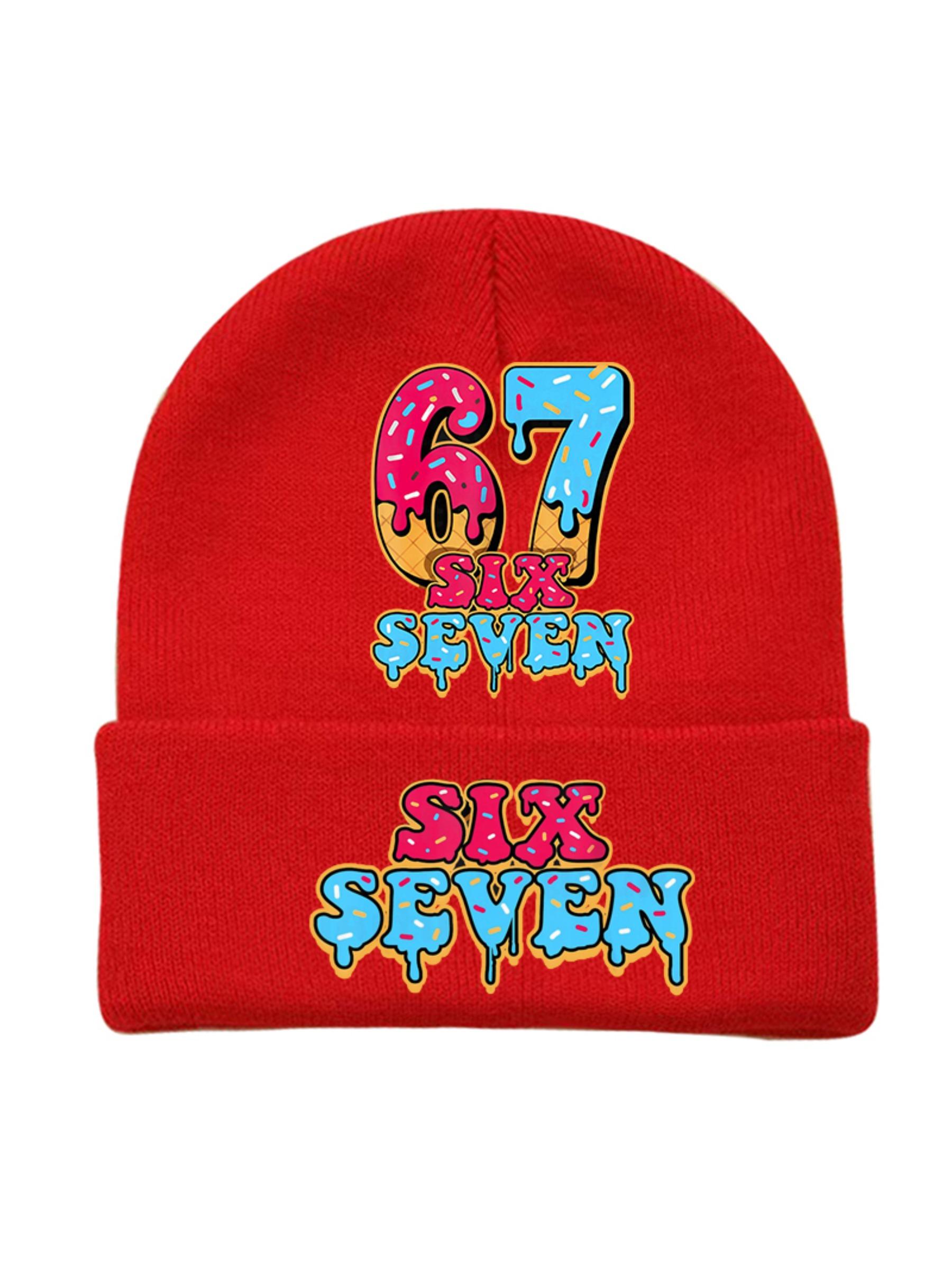 Men's Women's 67 six seven Logo Print Beanie Hat Fun Knit