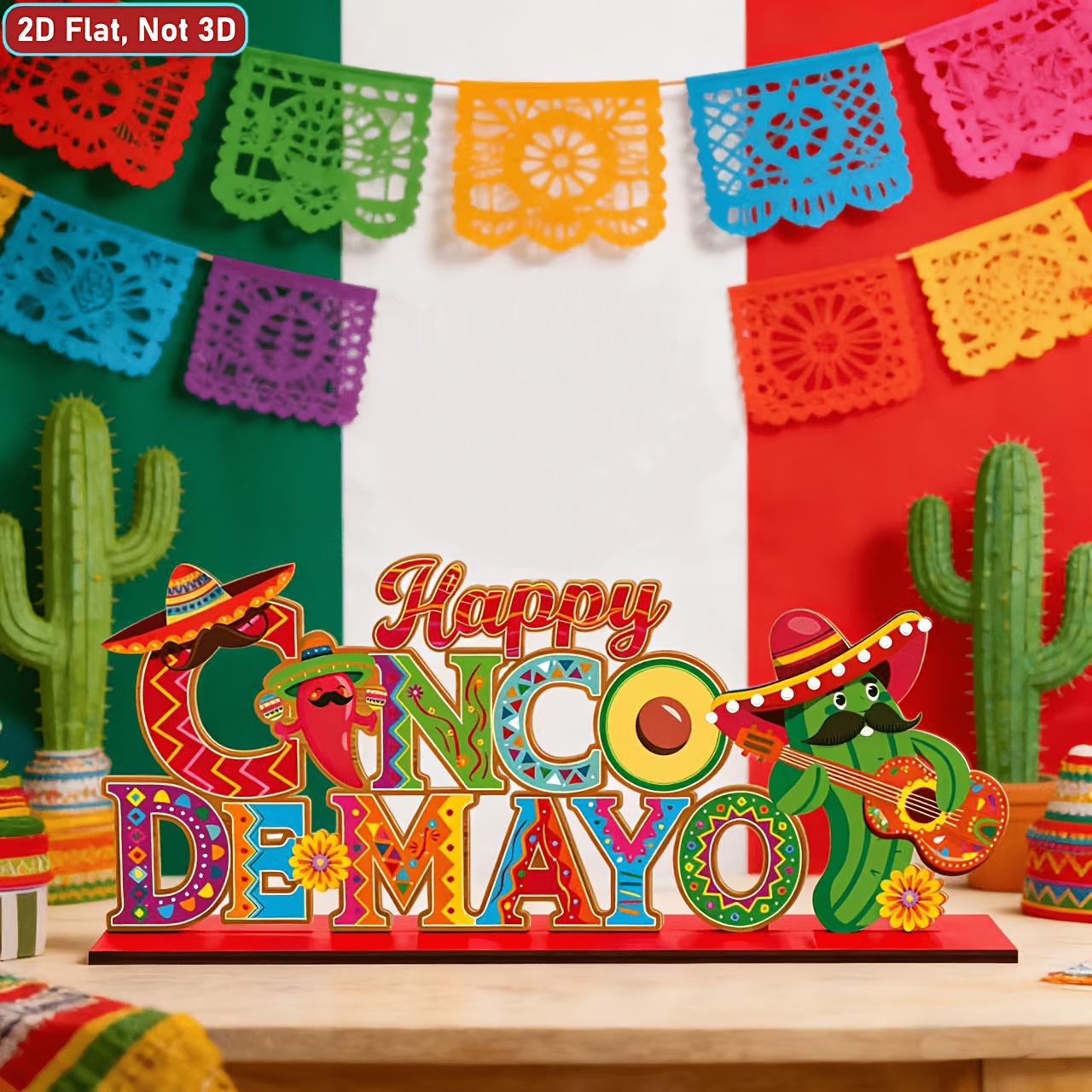 Mexican May Day Party Decor Sign, Wooden Central Table Decoration, Festive Layered Tray Ornament, Wall Shelf, Fireplace, Home Office Decor, Gift