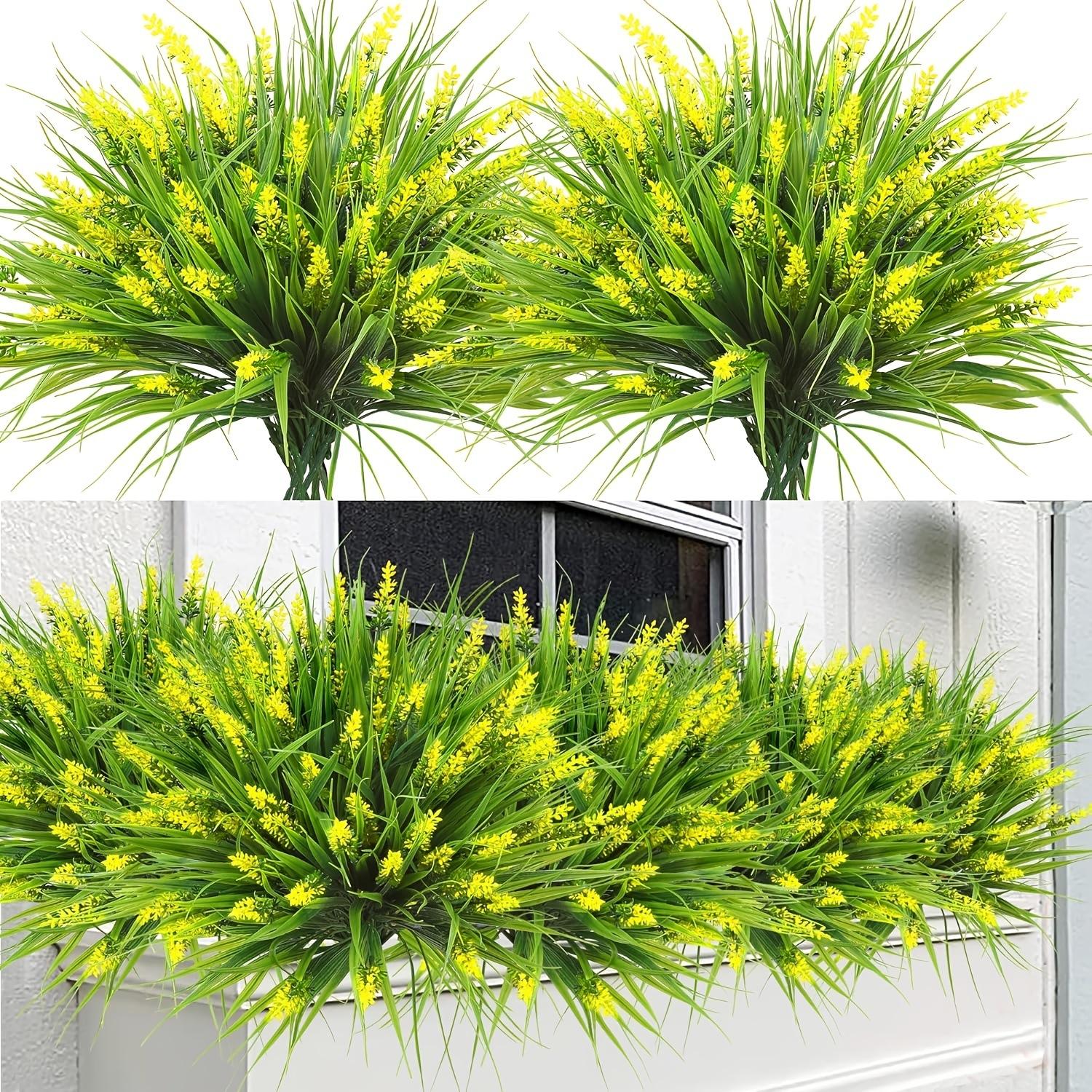 24 Bundles Artificial Lavender Flowers Outdoor UV Resistant Fake Lavender Plants, Faux Flower Decoration, Faux Plastic Greenery for Indoor Outdoor Home Porch Balcony Garden Decor