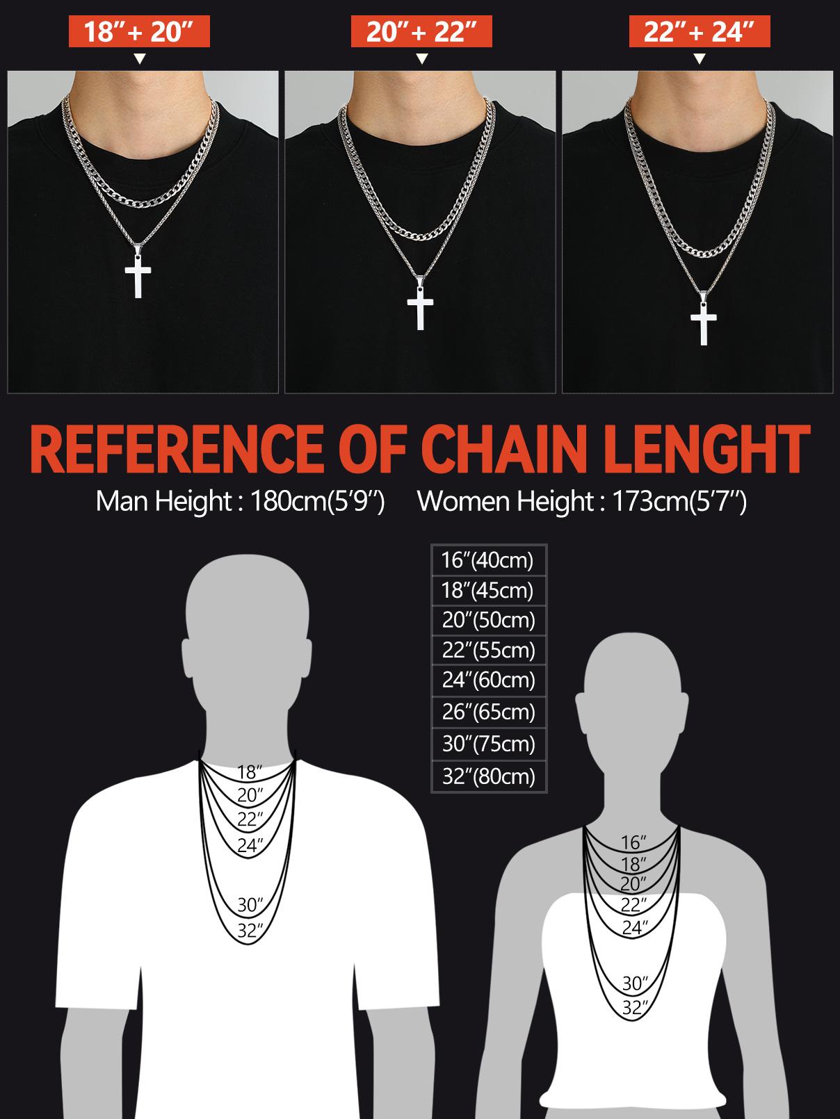 PROSTEEL Double Layered Cross Pendant Necklace Set Stainless Steel Catholic Crucifix Cuban Chain Necklace Religious Jewelry For Men Women Gift Box
