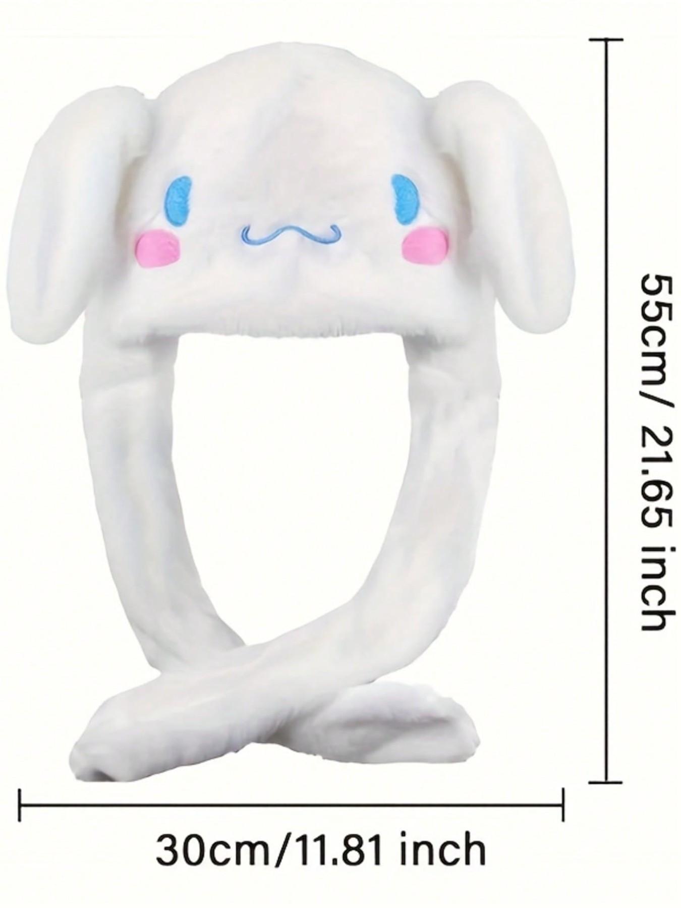 Women's Sanrio Cinnamoroll Plush Ear Hat, Cute Rabbit Cap with Soft Ears, Warm and Cozy, Perfect for Autumn Winter