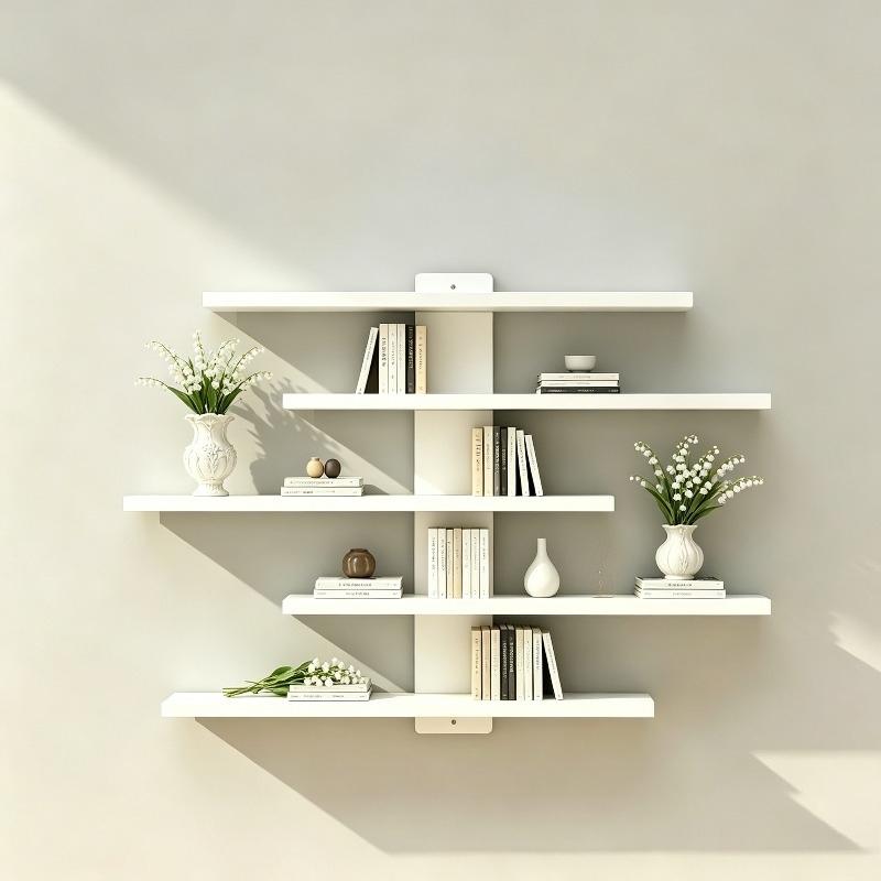 No Drill Wall Mounted Floating Shelves, Solves Wall Space Waste & Display Issues, Ideal for Bedroom, Living Room & Study, Eco-friendly Board with No-drill Installation, Multi-tier Wall Display Organizer