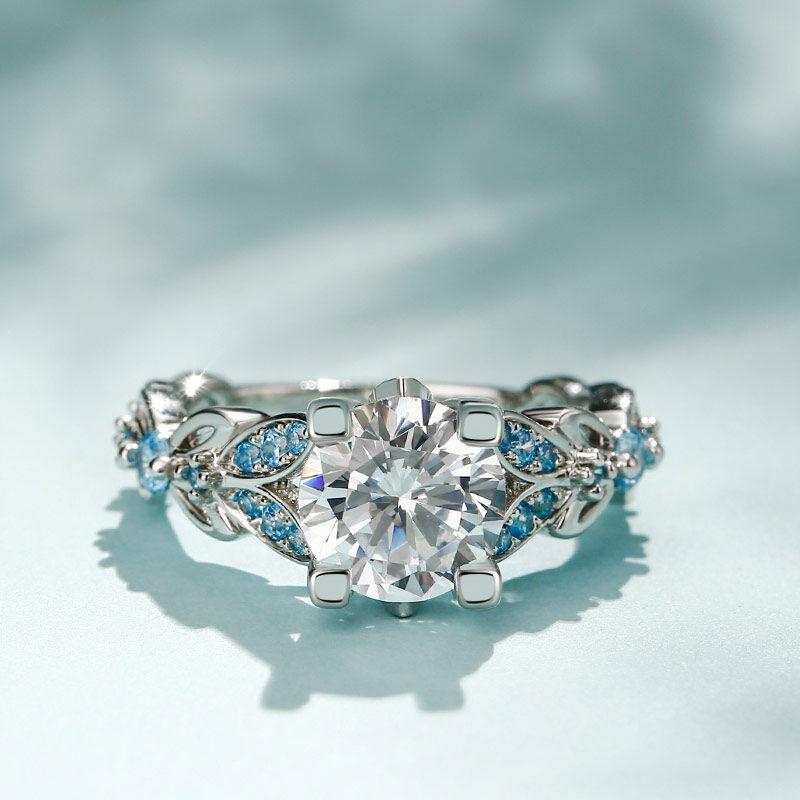 Jeulia 4.3 Carat Personalized Sterling Silver Butterfly Rings for Women Purple Amethyst Bridal Round Cut Wedding Engagement Eternity Valentine's Promise Ring Sterling Silver Zircon