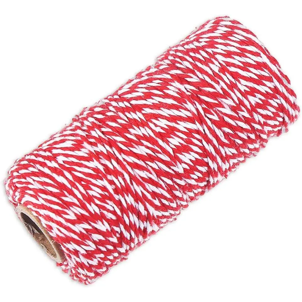 2mm 109 Yard Red Cotton Twine Packing String for Gardening Christmas Decoration, Tying Cake and Pastry Boxes