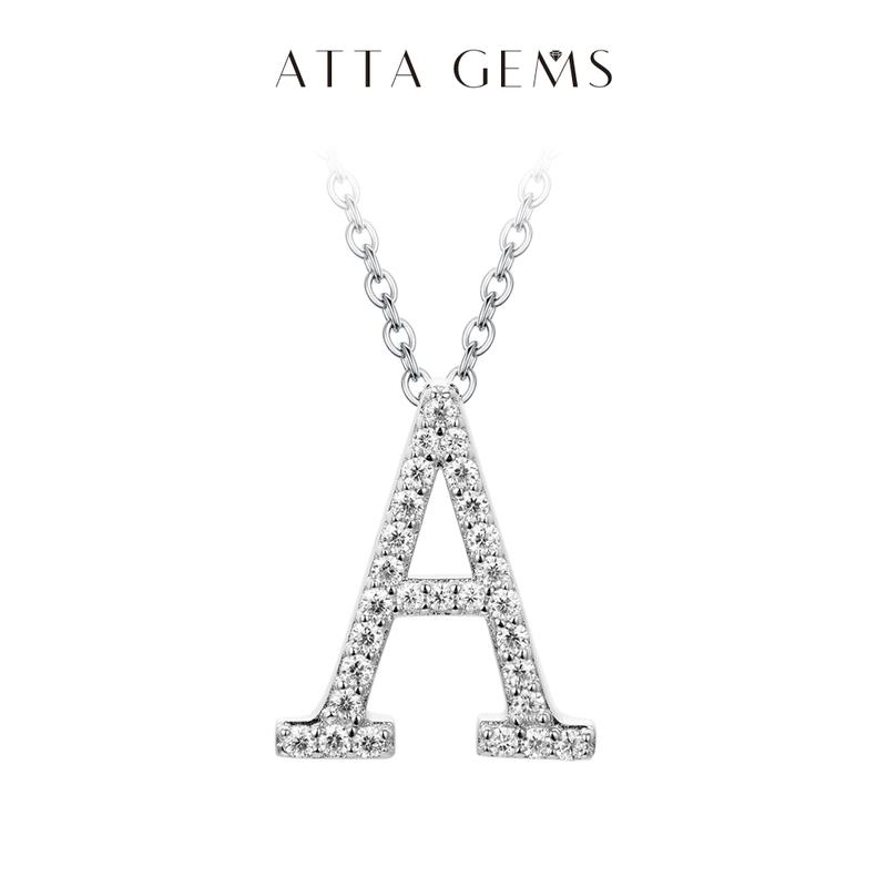 A~Z 26 Letters Necklace Synthetic Moissanite Pendant DIY Design Have Pendant and Chain Free N010
