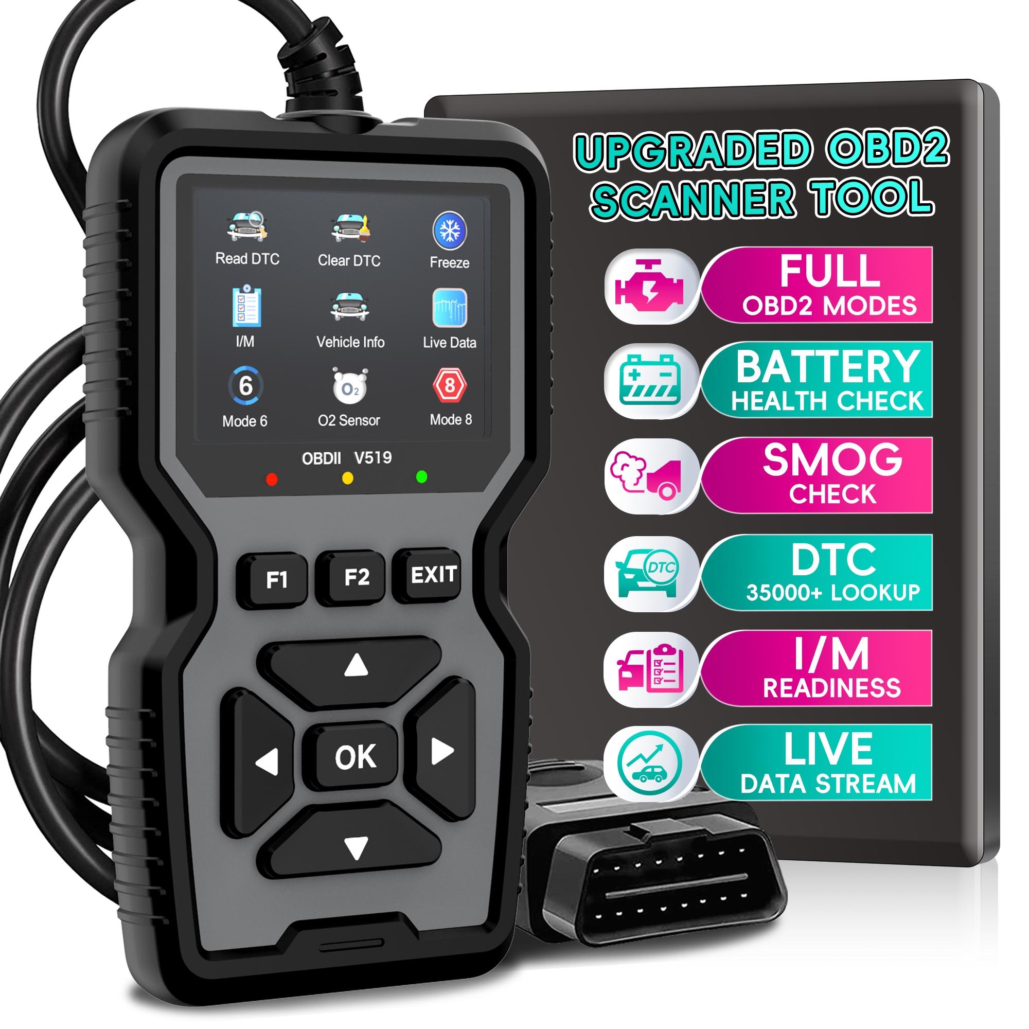 Enhanced Obd2 Scanner Diagnostic Tool, Automotive Scan Tool, Engine Code Reader Reset, Smoke Test, Clear Codes, Real-Time Data, for All Obdii/eobd Vehicles