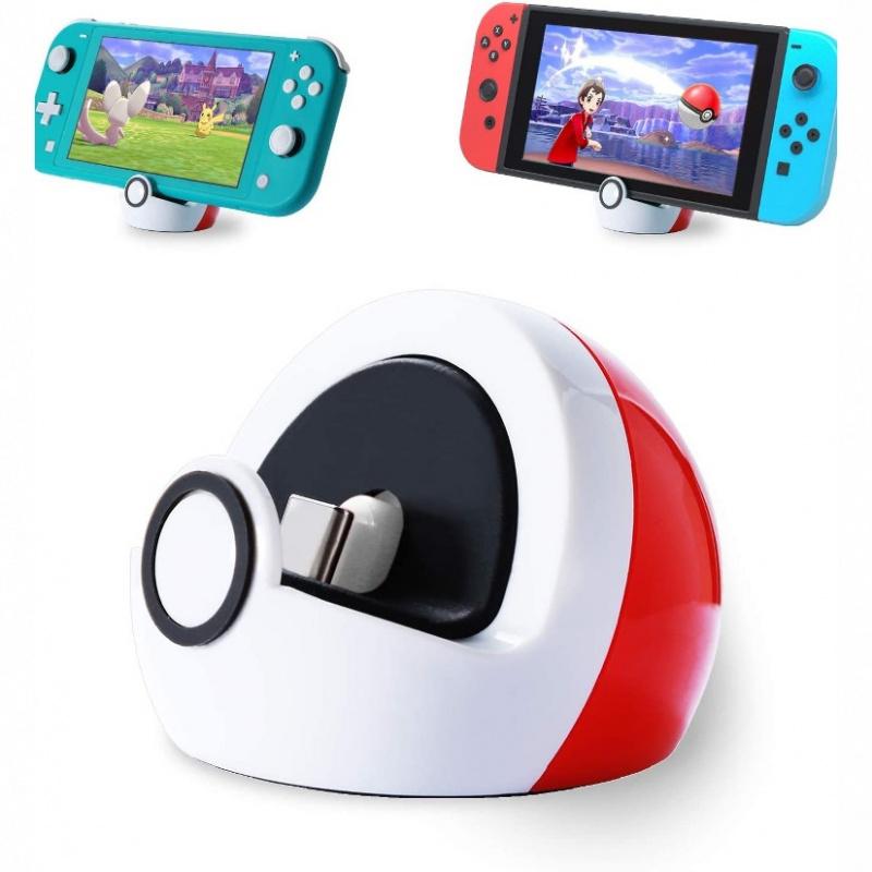 Tiny Charging Stand Compatible with Nintendo Switch/Switch Lite/Switch OLED, Portable Cute Switch Dock Station with USB-C Port for Switch Games, No Projection, Red&White, Game Console Accessories