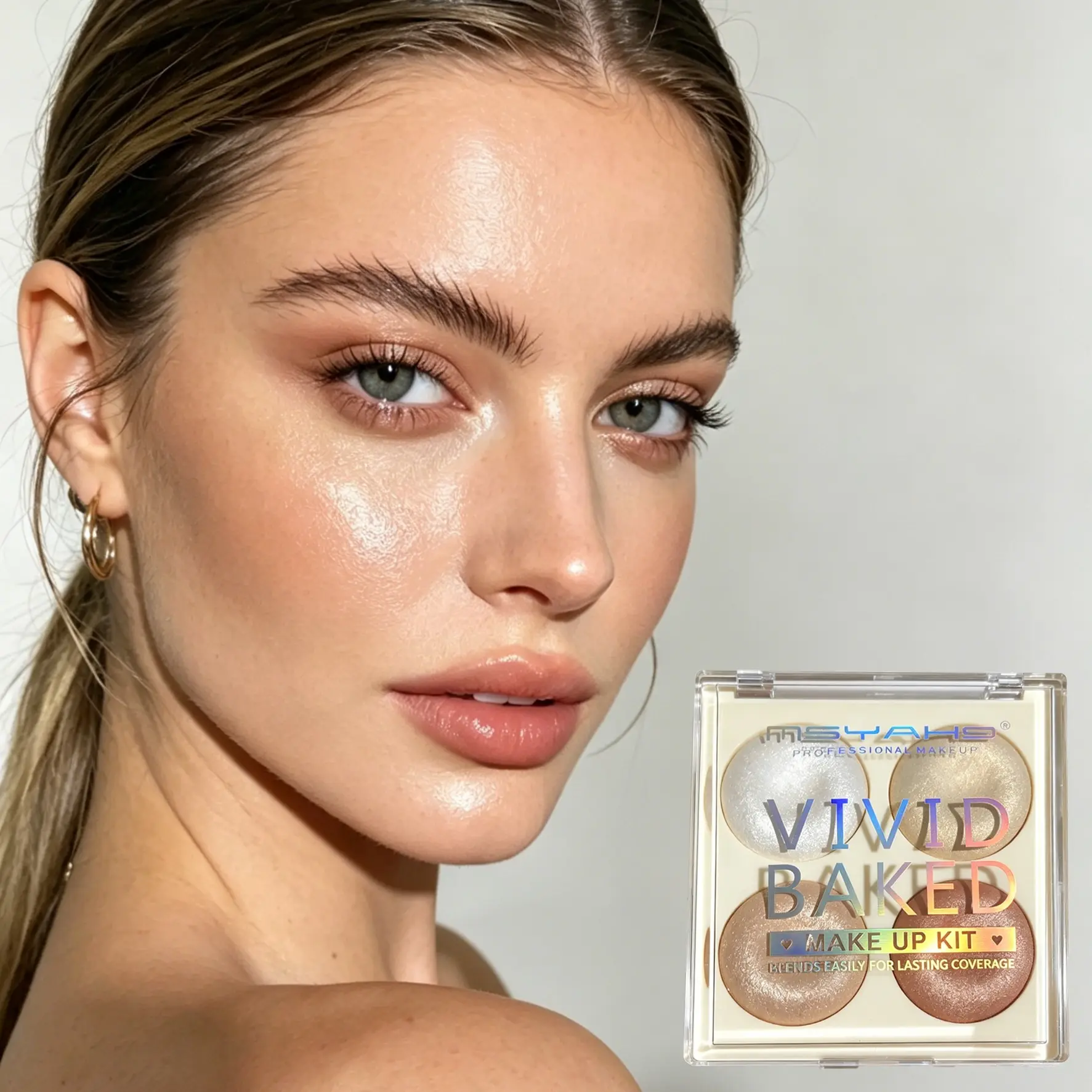 Four-Color Pearlized Highlighter Palette, Shimmering Eyeshadow & Fine Glitter Powder, Long-Lasting, Ideal for Daily Makeup, Parties, Birthdays, Beauty Highlighters, Glowy Highlighter