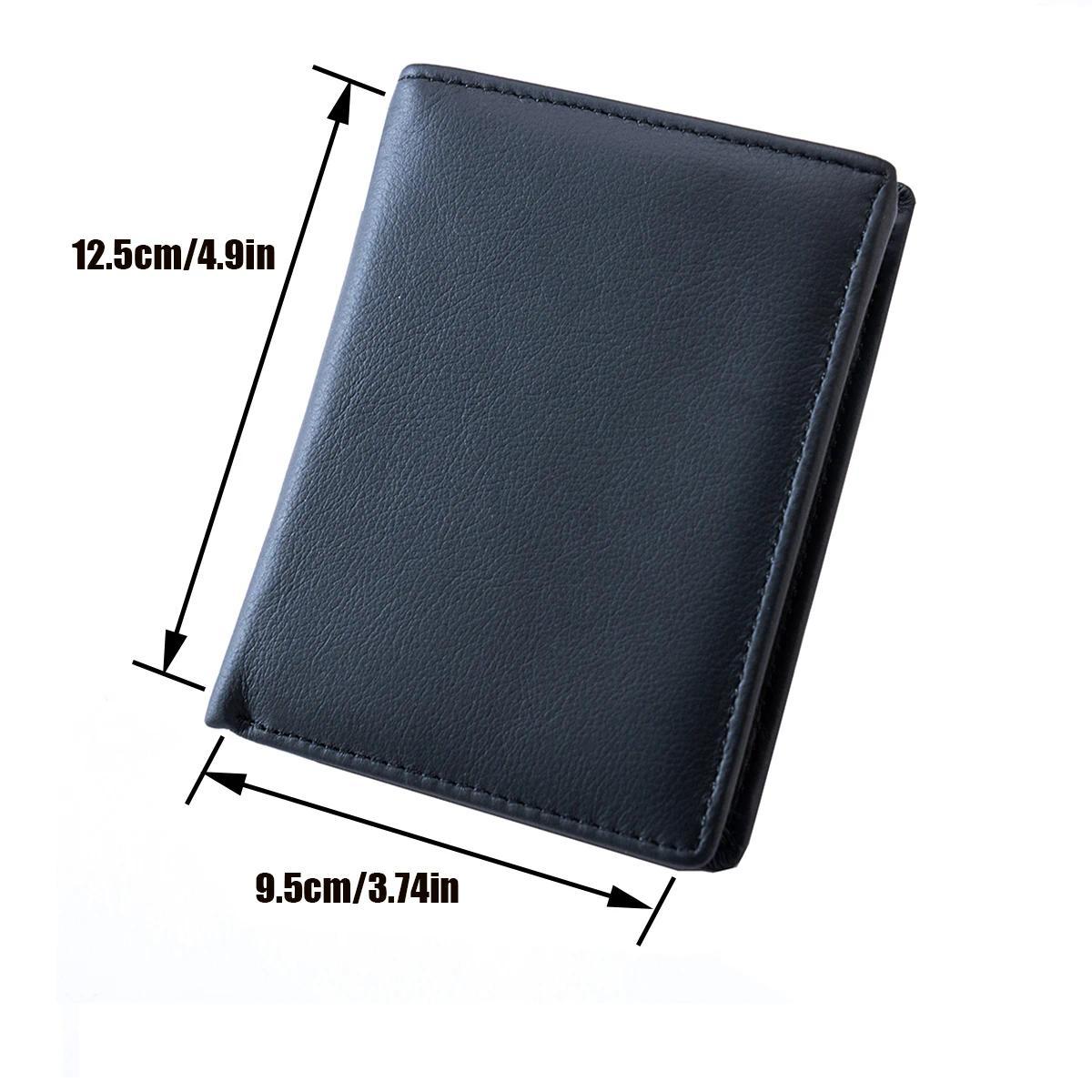 Men's Genuine Leather RFID Wallet, Vintage Vertical Wallet with Coin Pocket & Card Holder