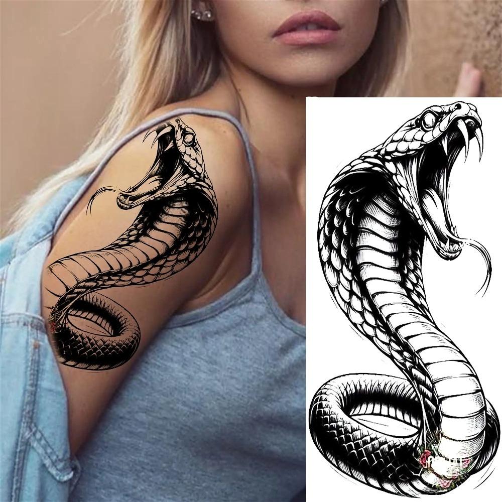 1 cool and crazy snake pattern temporary tattoo sticker for both male and female adults, waterproof and durable, almost real and fake tattoo stickers