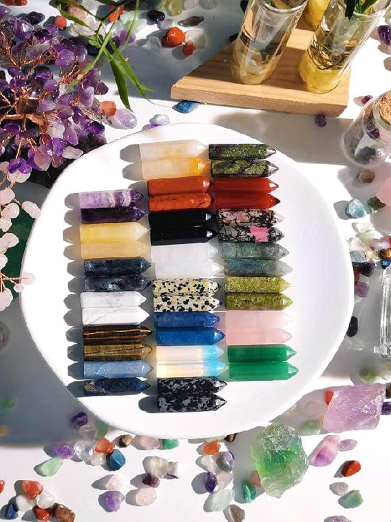 10 PCS Healing Crystals Stones Sets Randomly Wands Bulk Natural Pocket Amethyst Crystal Rose Quartz Assorted Pointed Reiki Gemstones Polished Energy Meditation Chakra Christmas Gift Stocking Stuffers