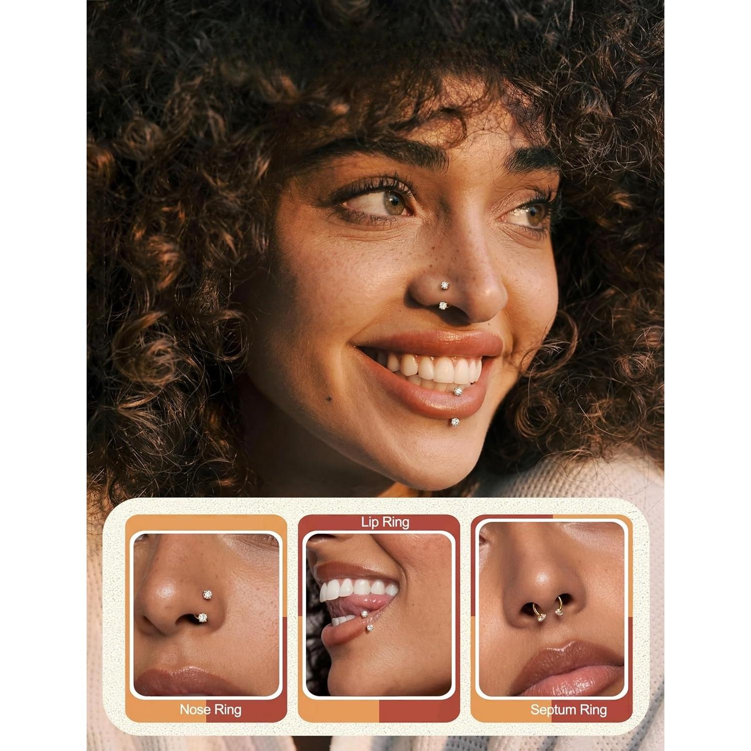 8Pcs Hypoallergenic Steel Horseshoe Septum for Men Women, 7/8/10/12mm 18G Gold Silver Hoops, Body Piercing Jewelry, multi-use cartilage tragus daith lip piercing jewelry, great for daily wear, parties, festivals & holiday birthday gifts