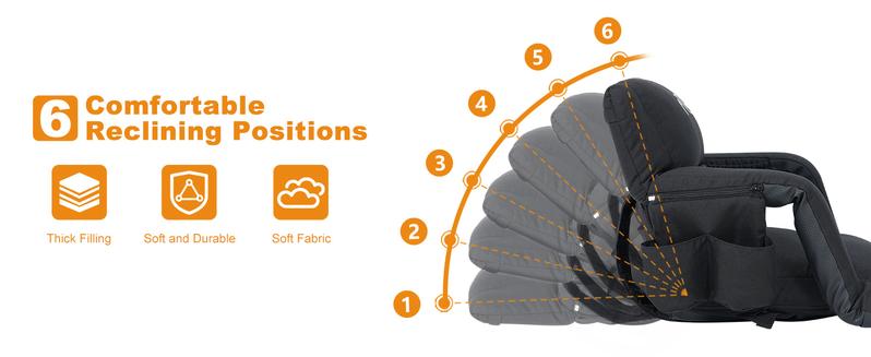 SLSY Thick Stadium Seats for Bleachers with Back Support, Folding Stadium Seats Bleacher Seats with Backs and Cushion, 6 Reclining Positions Stadium Chair for Sporting Events Outdoor Indoor