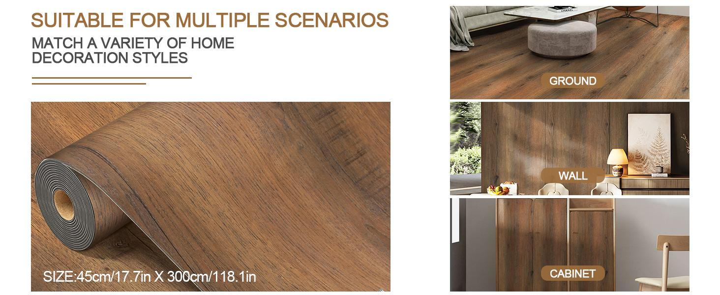 Luxury Thicken Wood Grain Peel and Stick Floor Tiles Self-Adhesive Vinyl Flooring Roll-DIY Easy for Wall and Floor,Hard Surface/Waterproof/Anti Slip (Gray Vinyl Flooring, 17.72 "W X 118" L)
