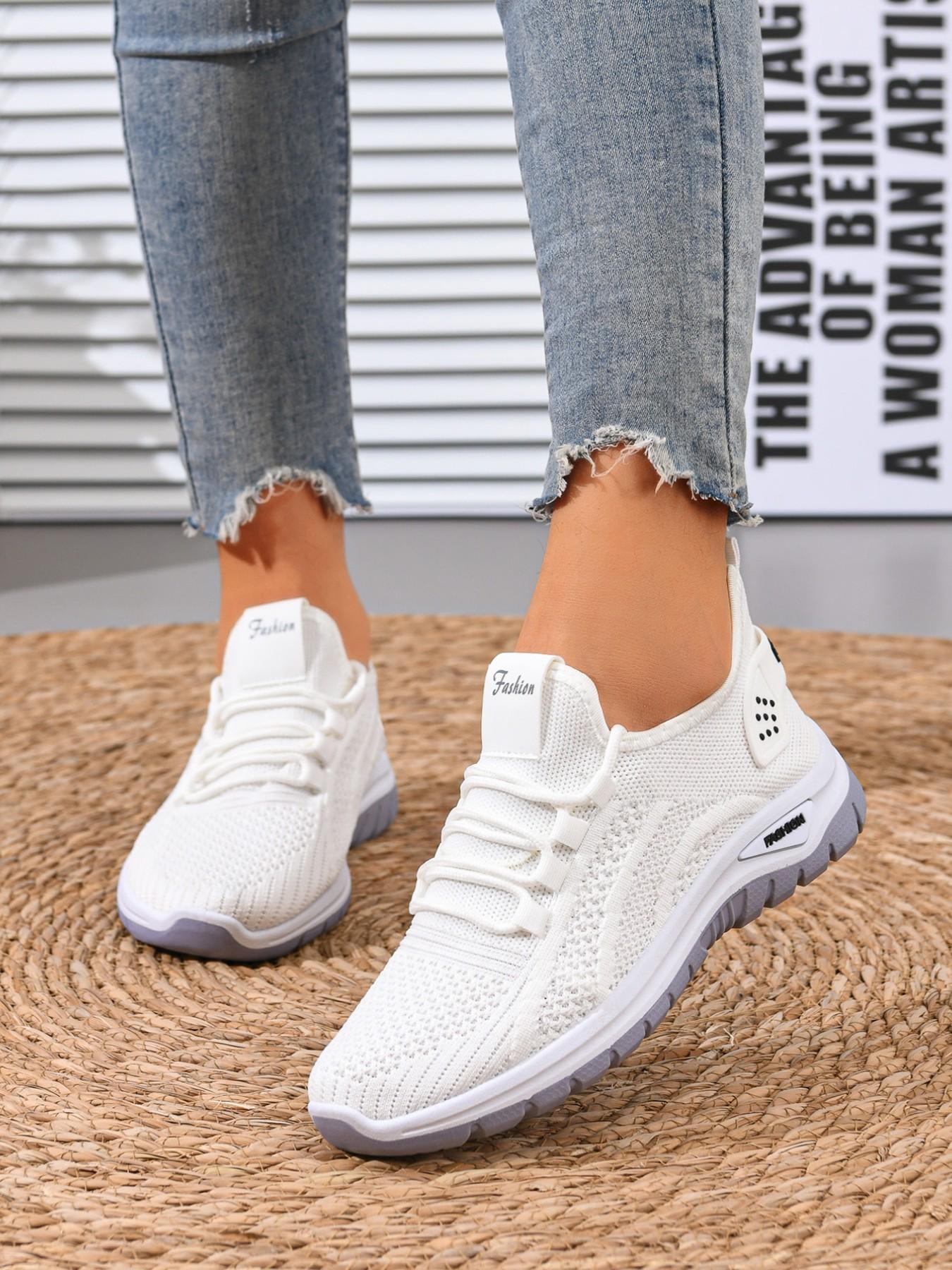 Women's Fashion Slip-On Walking Shoes, Lightweight Flyknit Upper, Casual Daily Wear, All Seasons, Textile Material, PVC Sole