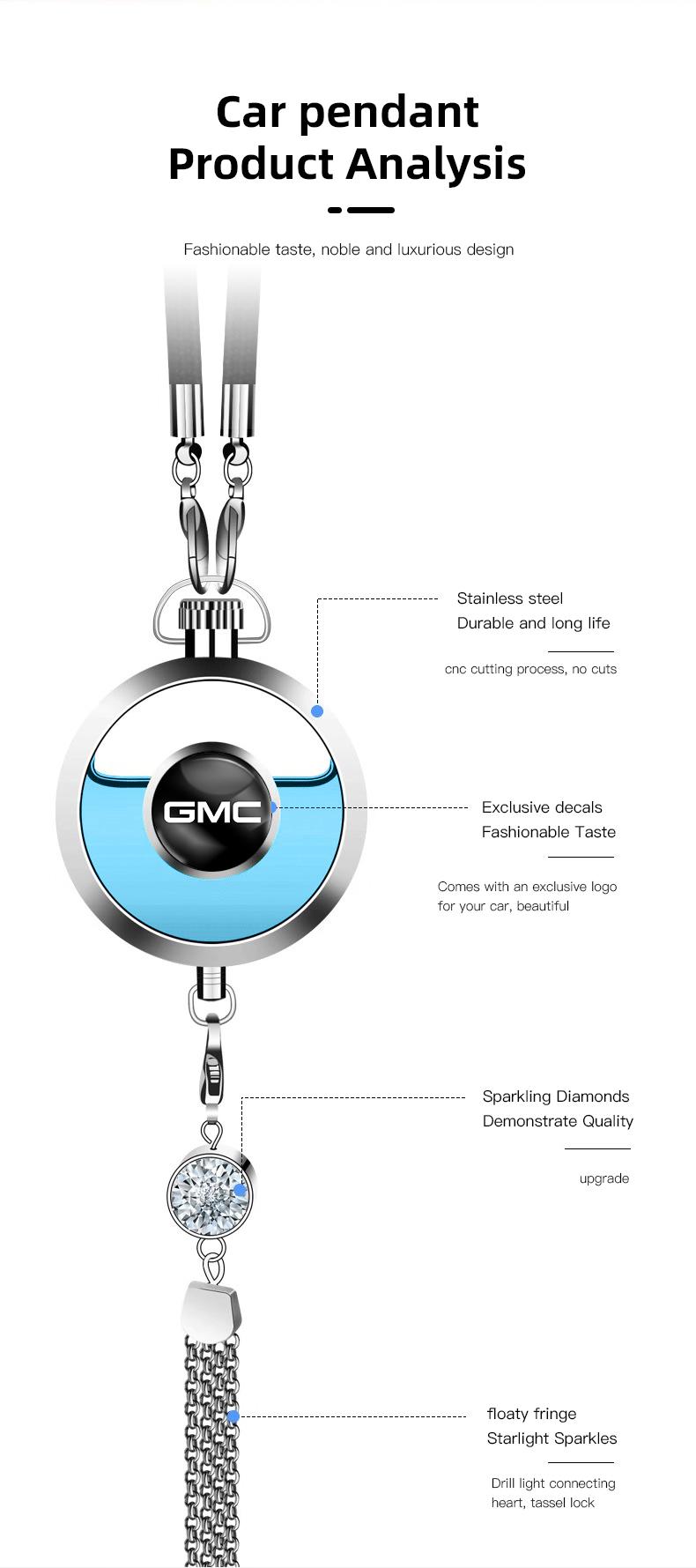 1Pcs Car Perfume Pendant Air Freshener Hanging Perfume Diffuser For GMC Terrain Sierra Canyon Yukon Acadia Savana Denali AT4 Granite