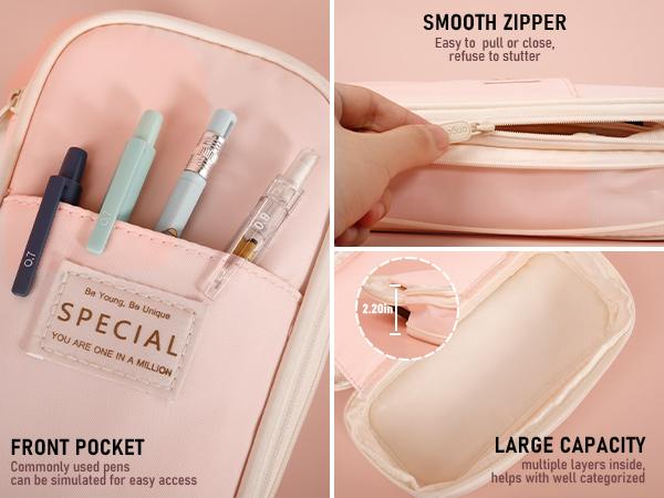 Nicpro 47Pcs Pastel Mechanical Pencil Set With Big Capacity Pencil Case, Cute Mechanical Pencils 0.5, 0.7, 0.9 & 2mm Lead Holder with 4B 2B HB 2H Color Lead Refills Eraser for Student Writing Drawing