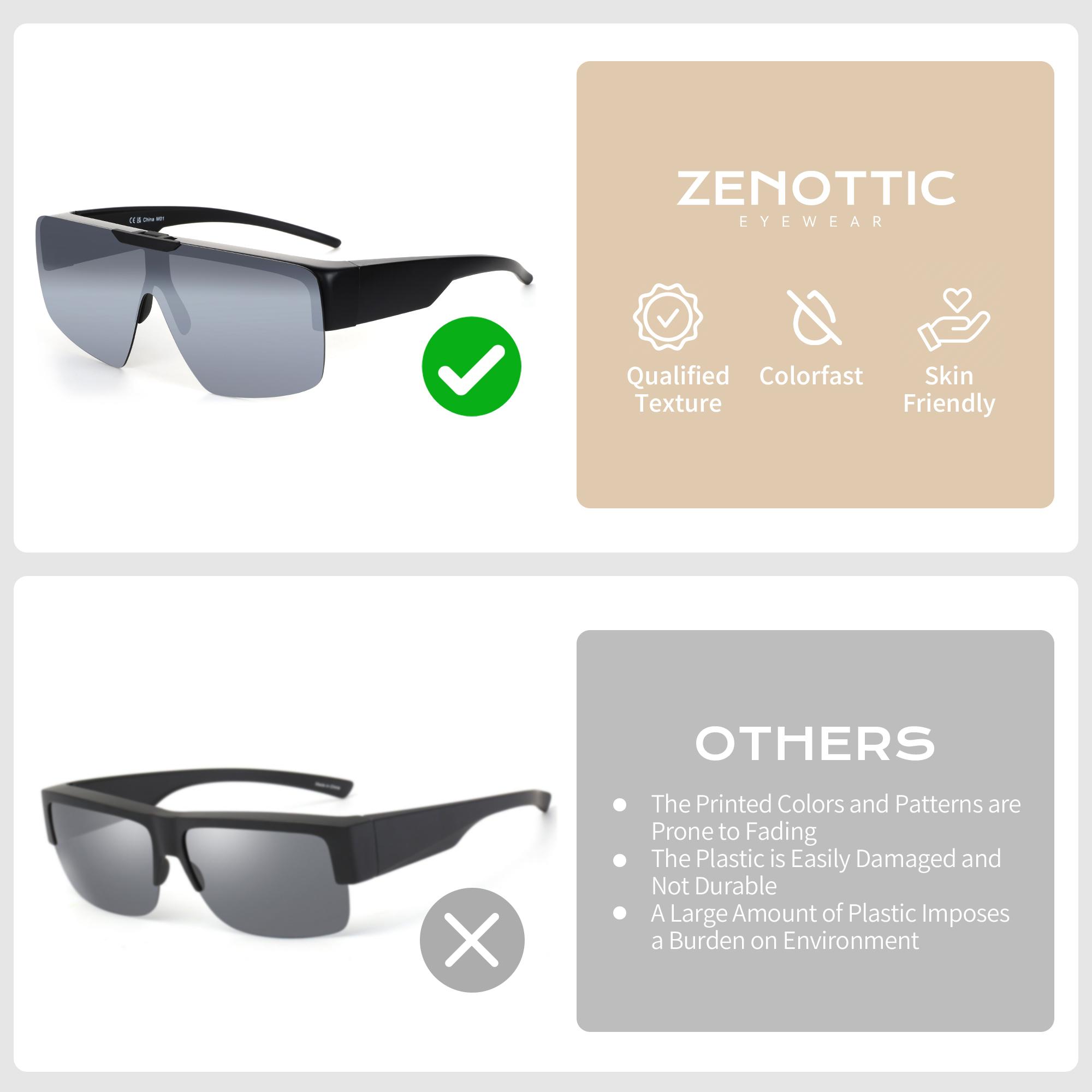 【Fit Over Sunglasses】ZENOTTIC Fit Over Polarized Sunglasses TR90 Frame Flip Up Design One-Piece Shield Lens UV400 Protection Driving Fishing Cycling Outdoor Gift for Men Women