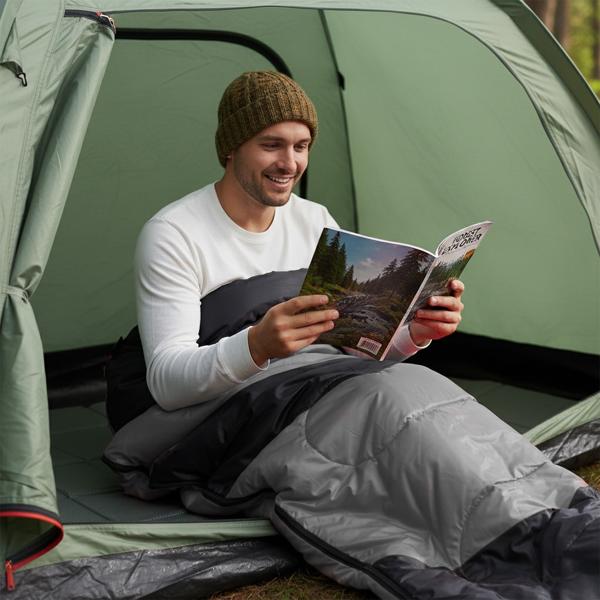 Lightweight Sleeping Bag for Backpacking, Hiking, Waterproof Compact Envelope Sleeping Bag for Cold & Warm Weather, Gray