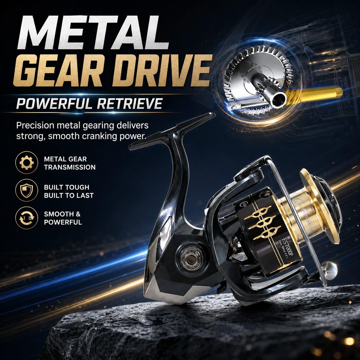 MBLN Saltwater Spinning Reel, Full Metal Spool Handle, Long Cast Fishing Reel, Durable Fishing Equipment, Ideal for Anglers