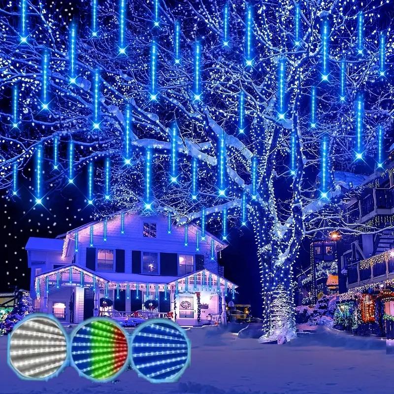 96leds USB Meteor Shower String Lights, 8 Strings Ed Festival Lights, Outdoor Garden Yard Lights, Christmas New Year Wedding Valentine Decorations, Party Lighting Decoration