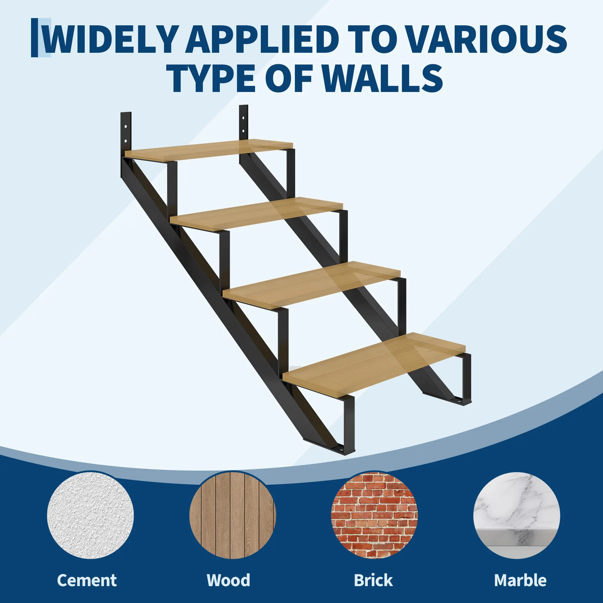 Steel Stair Step Riser, Metal Stair Stringer with Reinforcing Support Legs, Heavy Duty Steel Stair Stringer for Indoor/Outdoor Steps 2 Pack